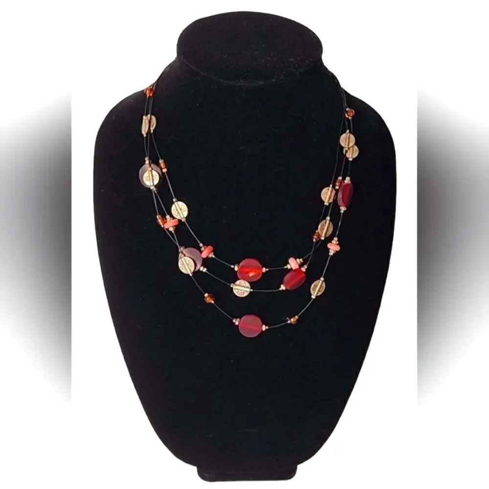 Vintage Triple Strand Illusion Necklace